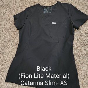 Figs Black Catarina SLIM Scrub Top